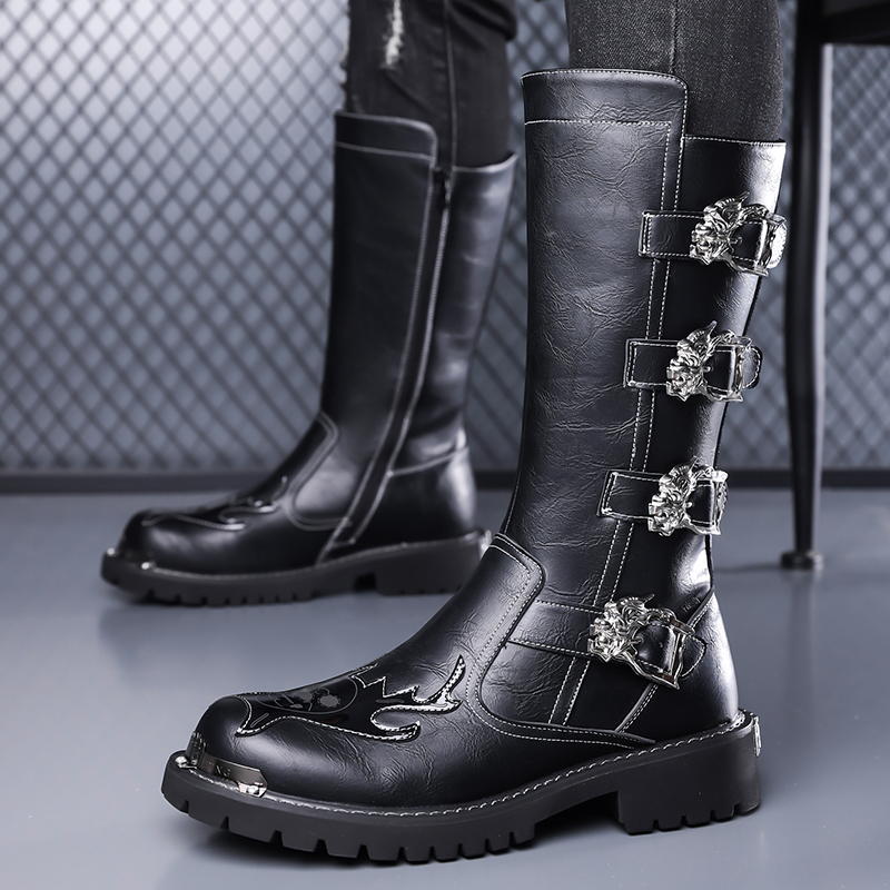 Leatherwork Boots - Herbst Neue Designer Lederstiefel für Herren,