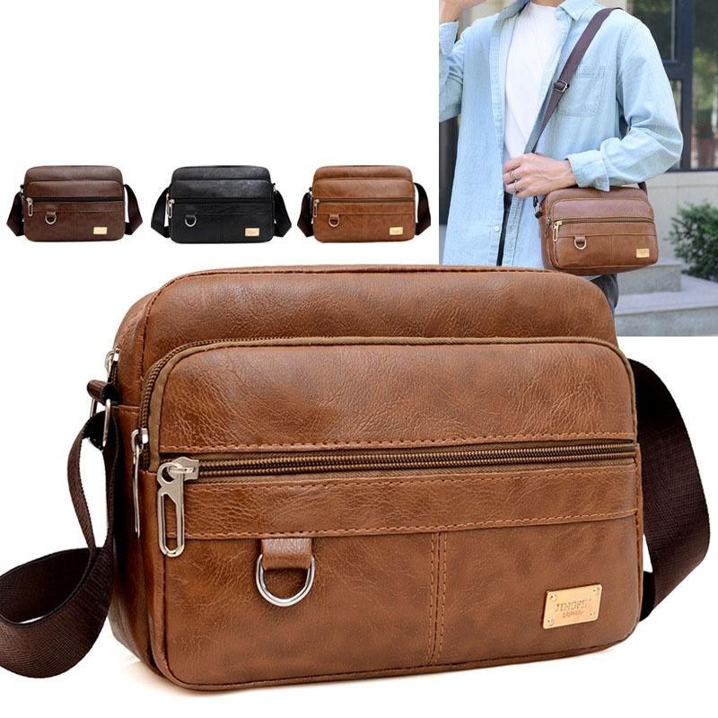 Leather Work Bag Laptop - Leder Herren Sling Bag Messenger Schulter
