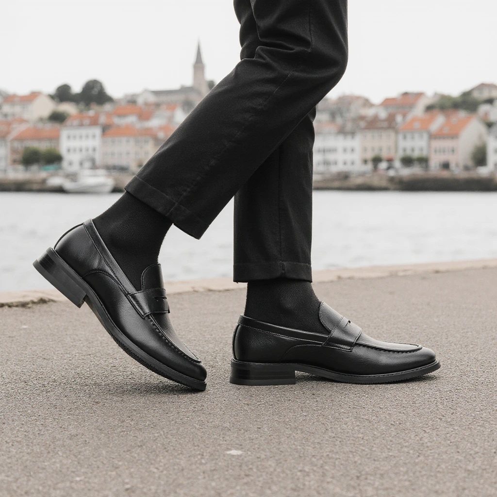 Leatherworking Classic - Herren Schwarze Penny Loafer Klassische Business-Schuhe