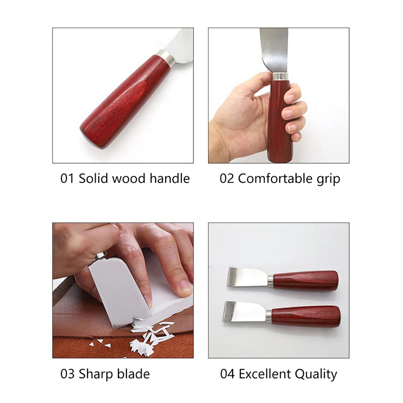Leatherwork Knife - Holzgriff DIY Lederhandwerk Werkzeug Edelstahl Leder