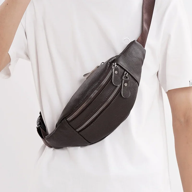 Leather Work Bag Laptop - Herren-Gürteltasche aus echtem Leder, multifunktionale Brusttasche,