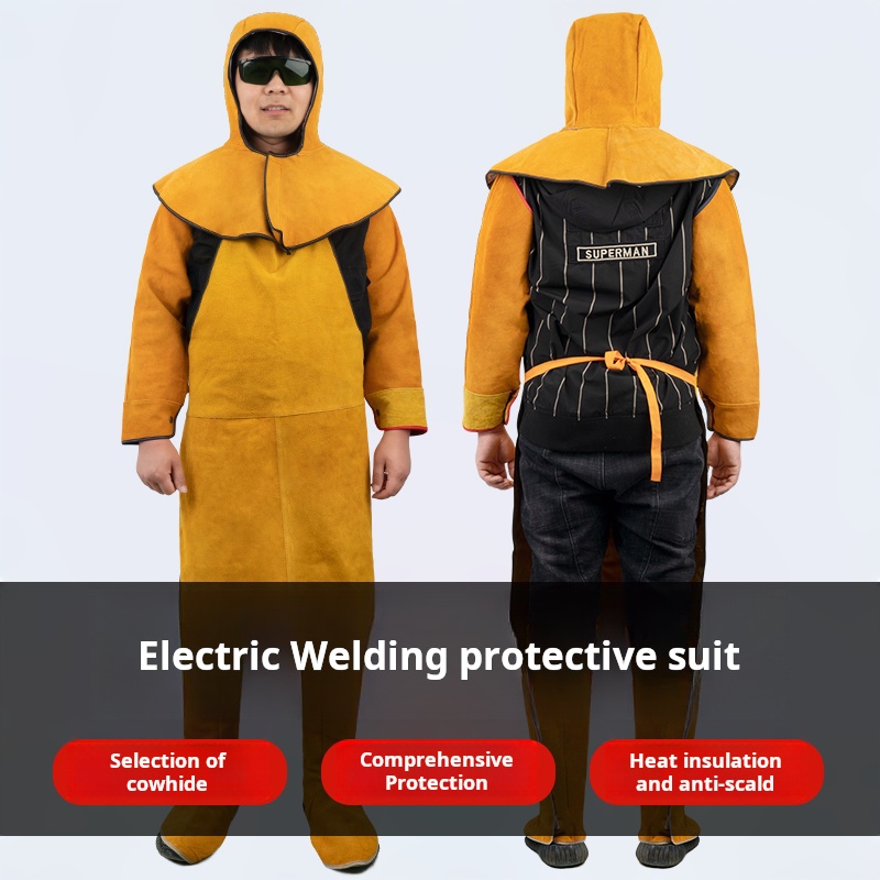 Leather Work Overalls - Schutzausrüstung für Schweißer, Fußabdeckungen aus Rindsleder,