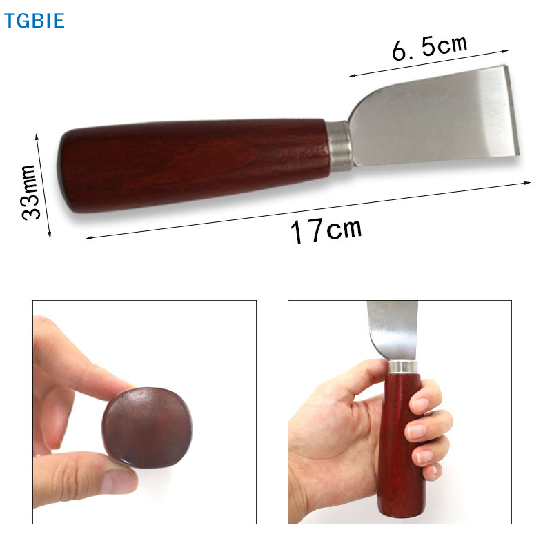 Leatherwork Knife - DIY-Lederhandwerkzeug mit Holzgriff, Edelstahl-Lederschneidemesser, Lederschaufelmesser für