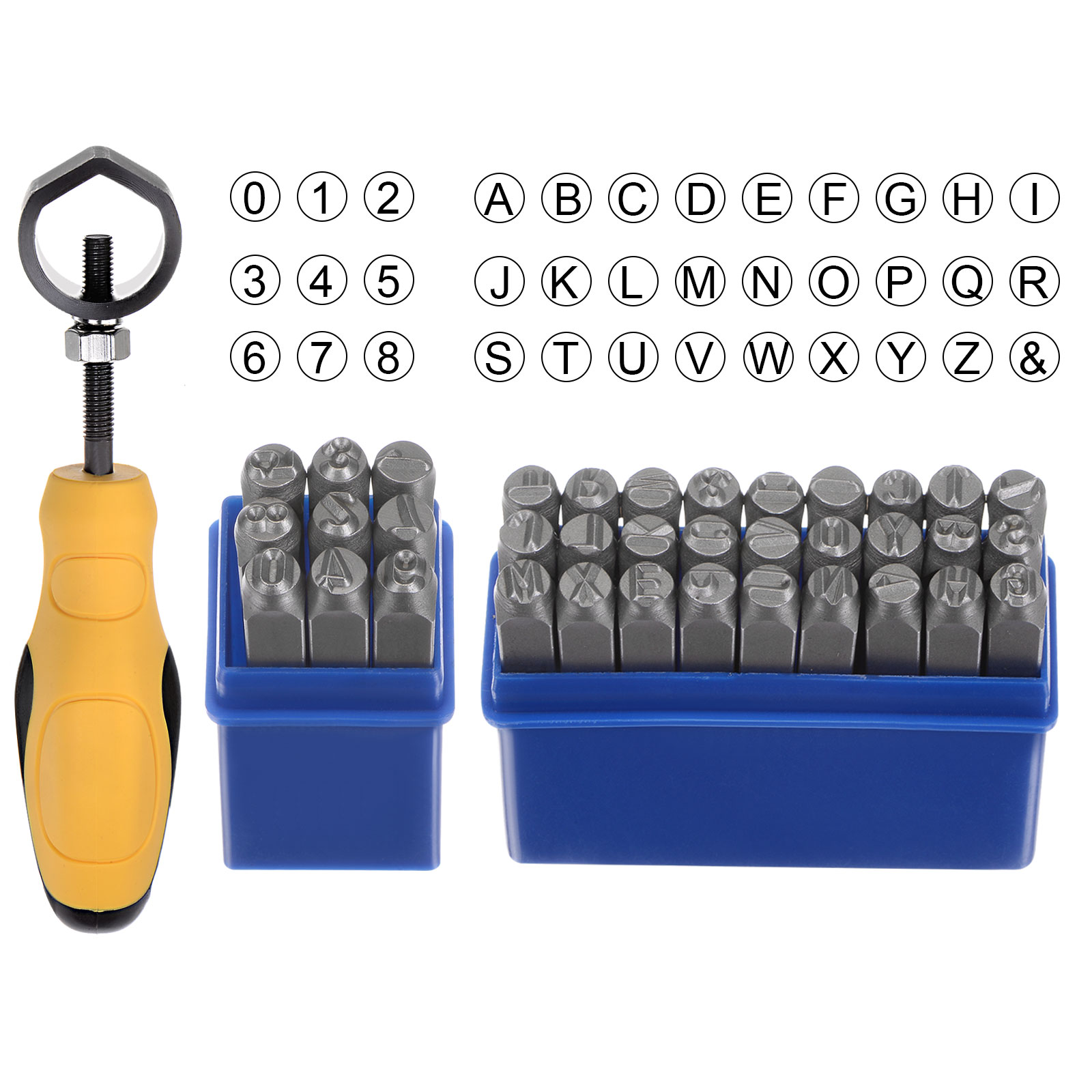 Leatherwork Embossing - Metallstanzset 6mm 10mm 12,5mm A-Z/0-8 Stahlbuchstaben-Prägewerkzeug