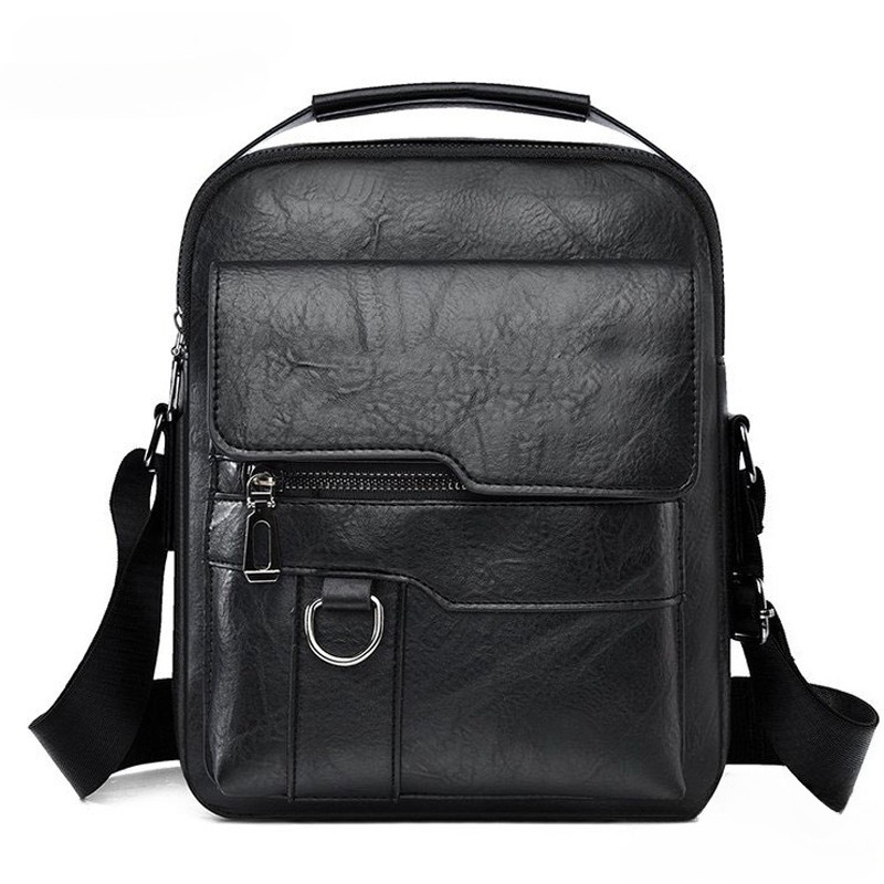 Leather Work Bag Laptop - Modische Koreanische Herren-Umhängetasche Mehrschichtige Robuste Canvas-Tasche
