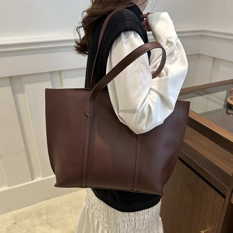 Leather Work Bag Laptop - Retro Kunstleder Schultertasche, Große Kapazität Büro-Pendler-Handtasche,