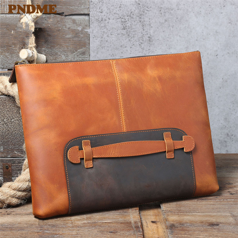 Leather Work Bag Laptop - Vintage handgefertigte Herren-Clutch aus echtem Leder