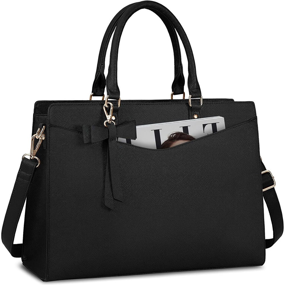 Leather Work Bag Laptop - Laptoptasche für Damen 15,6 Zoll PU-Leder