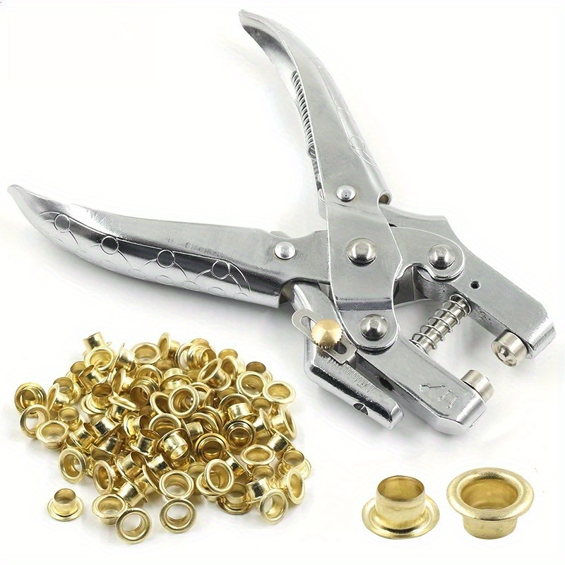 Leatherwork Hand Press - 101-teiliges Dual-Purpose-Werkzeug, Ösen-Zangen-Set, tragbares Ösen-/Puncher-Handpress-Set für