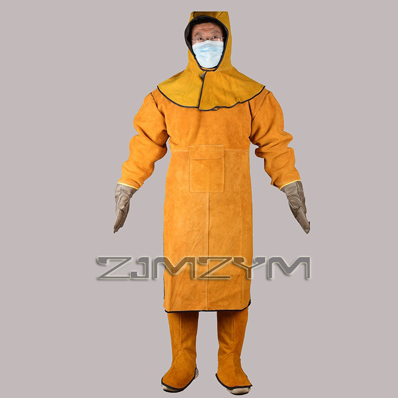 Leather Work Overalls - 1Set elektrische Schweißkleidung, Rindslederanzug, hemmende Hochtemperatur-Split-Schweißschutzkleidung,