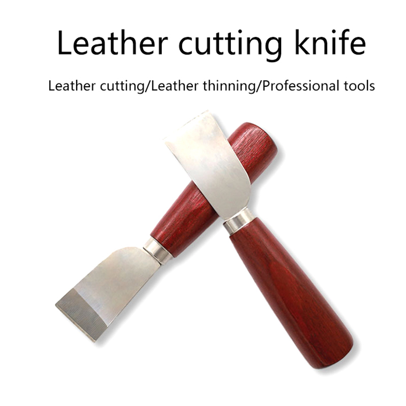 Leatherwork Knife - DIY Lederhandwerkswerkzeug mit Holzgriff, Edelstahl-Lederschneidemesser, Lederschaufelmesser