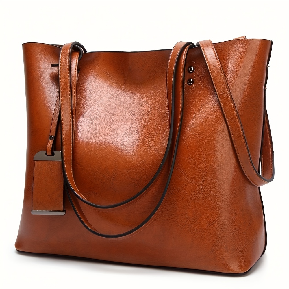 Leatherworking Classic - Modische klassische Retro Leder Damen Einkaufstasche