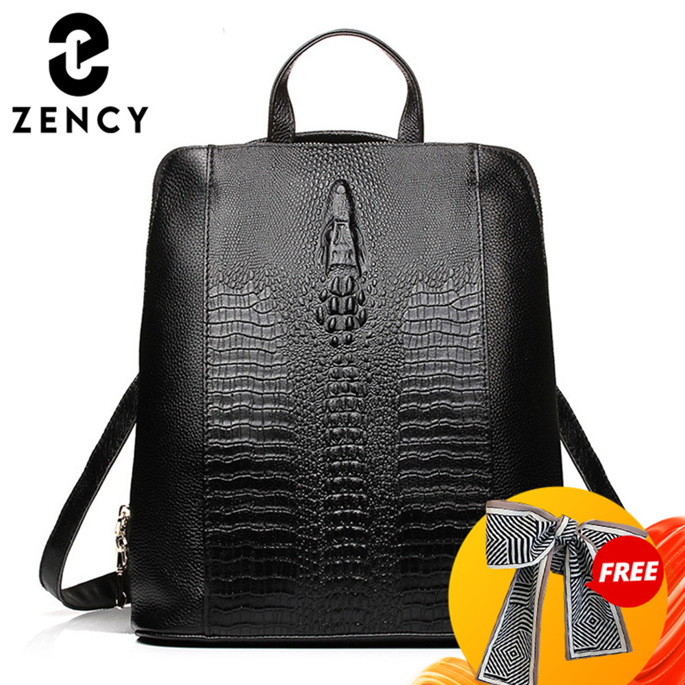Leather Work Bag Laptop - Zency Damen-Rucksack aus Krokodilleder, 100 %