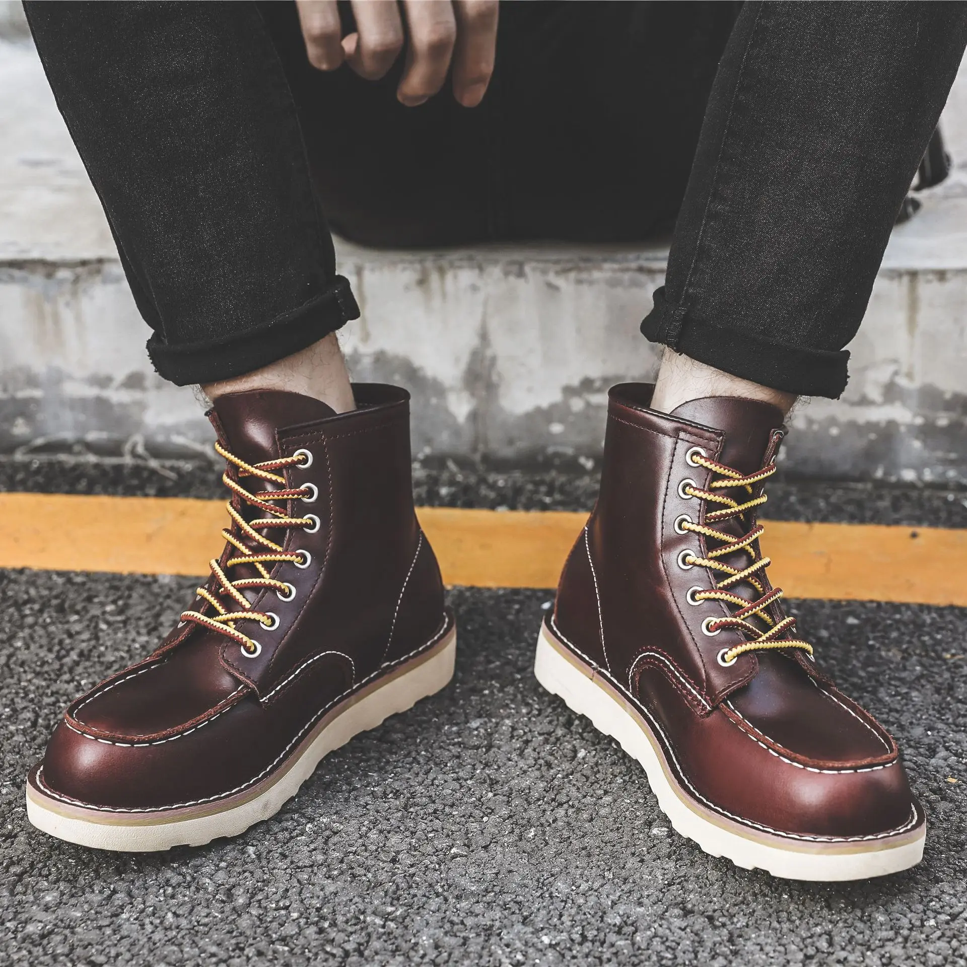 Männer Frühling Winter Casual  – Leatherwork Boots Bewertung und Preis